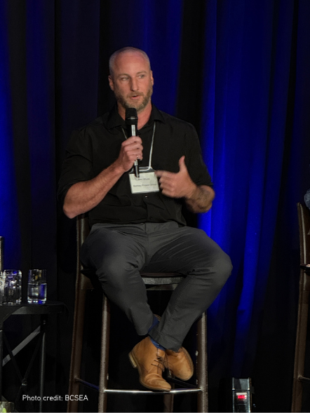 Ben Whyte speaking on the Technology and Innovation panel at BCSEA Energy Connections 2026 in Vancouver.